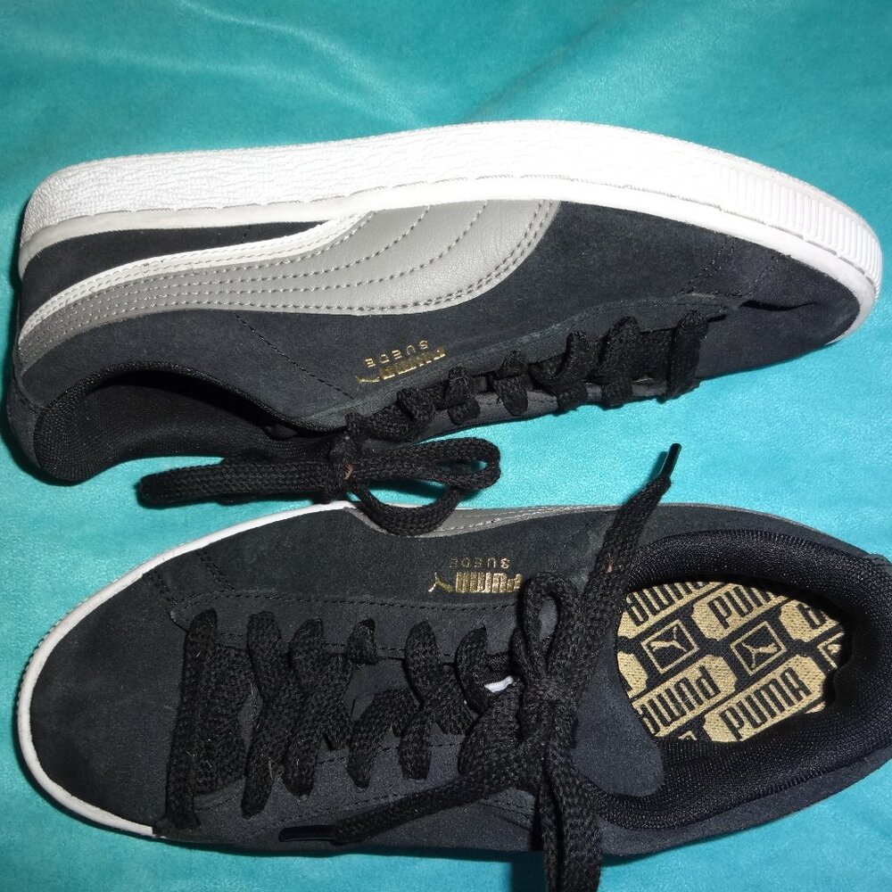 PUMA Black/Gray Suede JUNIOR 382685 Sneakers Athletic Shoe 4.5 Classic youth/boy
